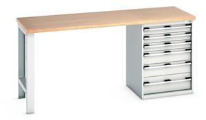 940mm High Benches Bott Bench 2000x750x940mm with MPX Top and 6 Drawer Cabinet